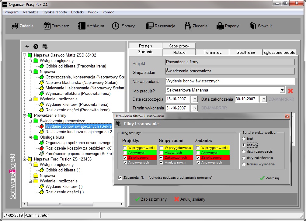 organizer pracy